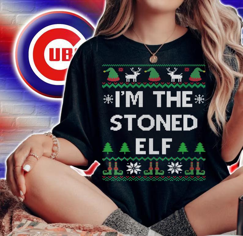 I'm The Stoned Elf Cannabis Weed Lover Ugly Christmas Pajama t-shirt woman shirt