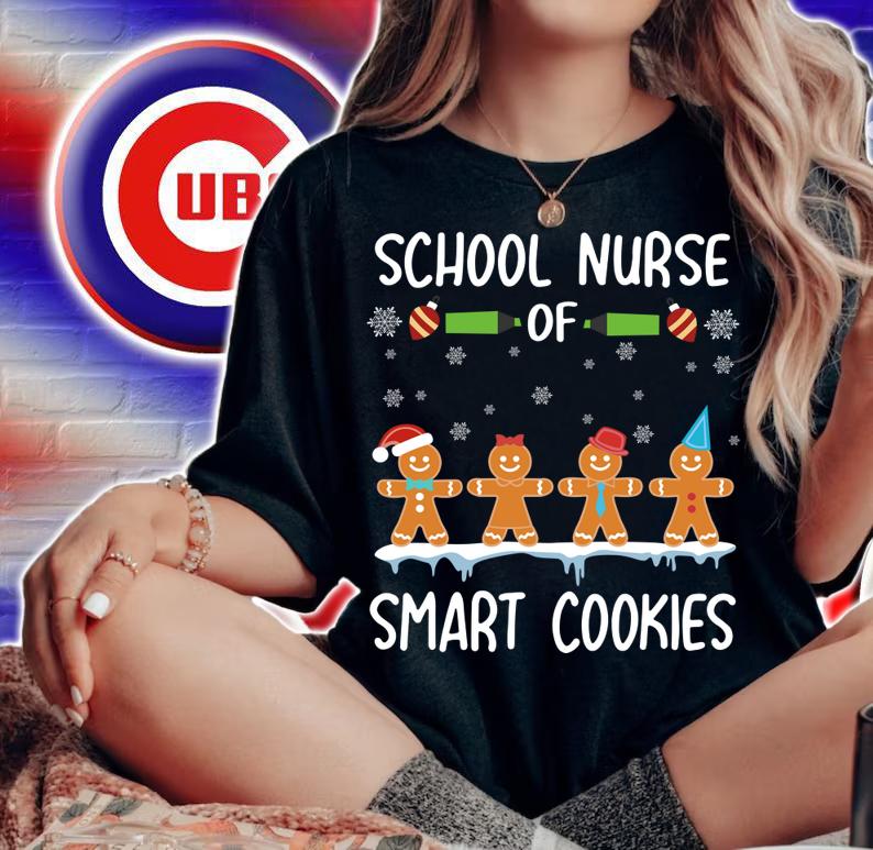 School Nurse Of Smart Cookies Gingerbreads Merry Christmas t-shirt woman shirt