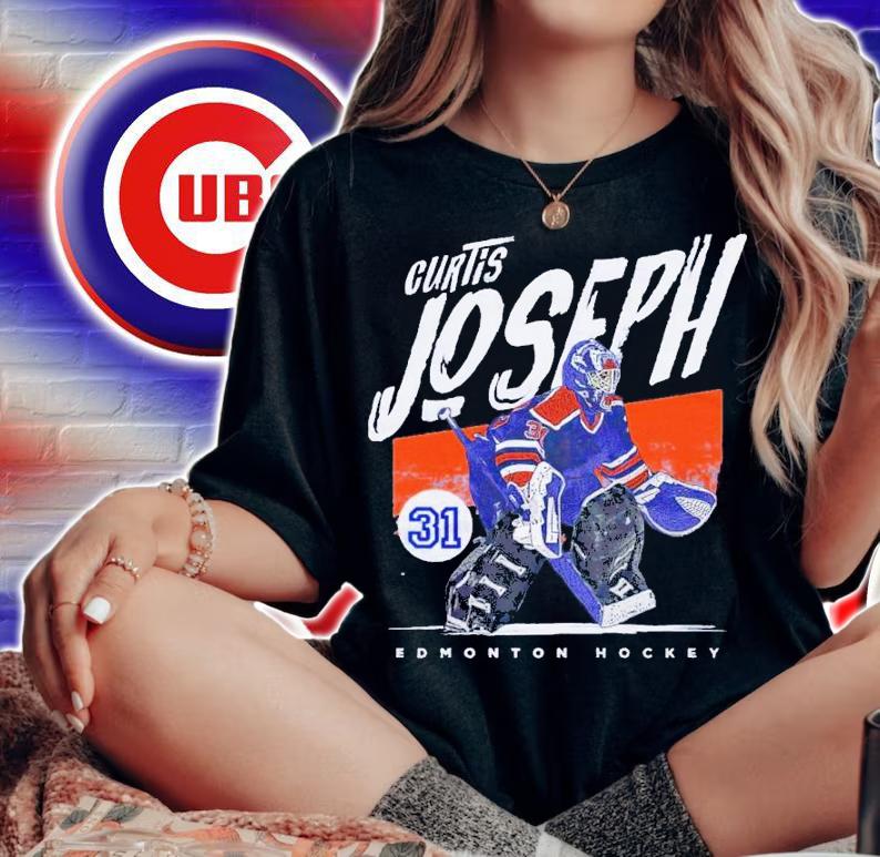 Edmonton Oilers Curtis Joseph #31 Grunge t-shirt woman shirt