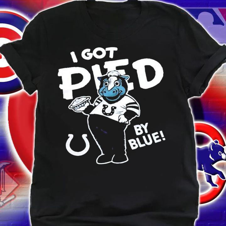 I got pied by blue shirt t-shirt shirt