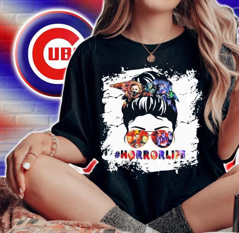Messy Bun Horror Life Halloween T-Shirt t-shirt woman shirt