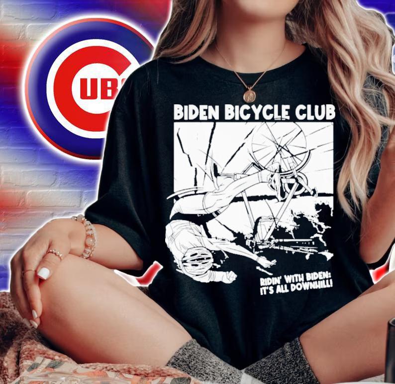 Biden Bicycle Club Ridin' With Biden Its All Downhill Shirt t-shirt