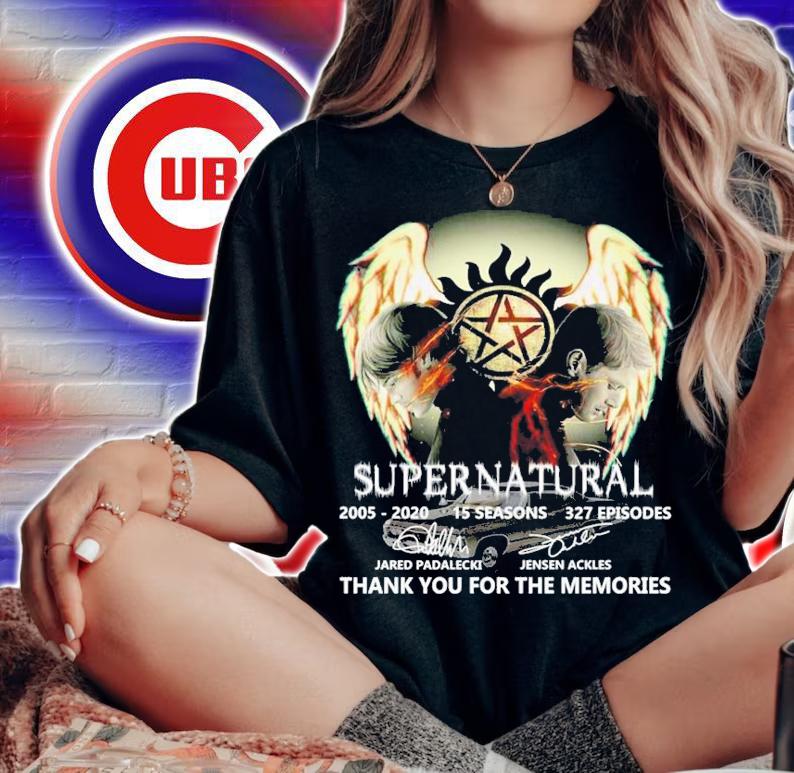 Supernatural 2005-2020 15 Seasons 327 Episodes Thank You For The Memories Signatures Shirt t-shirt woman shirt