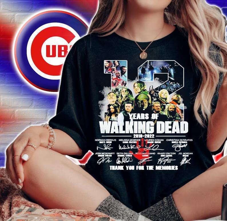 12 Years Of The Walking Dead 2010 2022 Thank You For The Memories Signatures T-Shirt t-shirt woman shirt