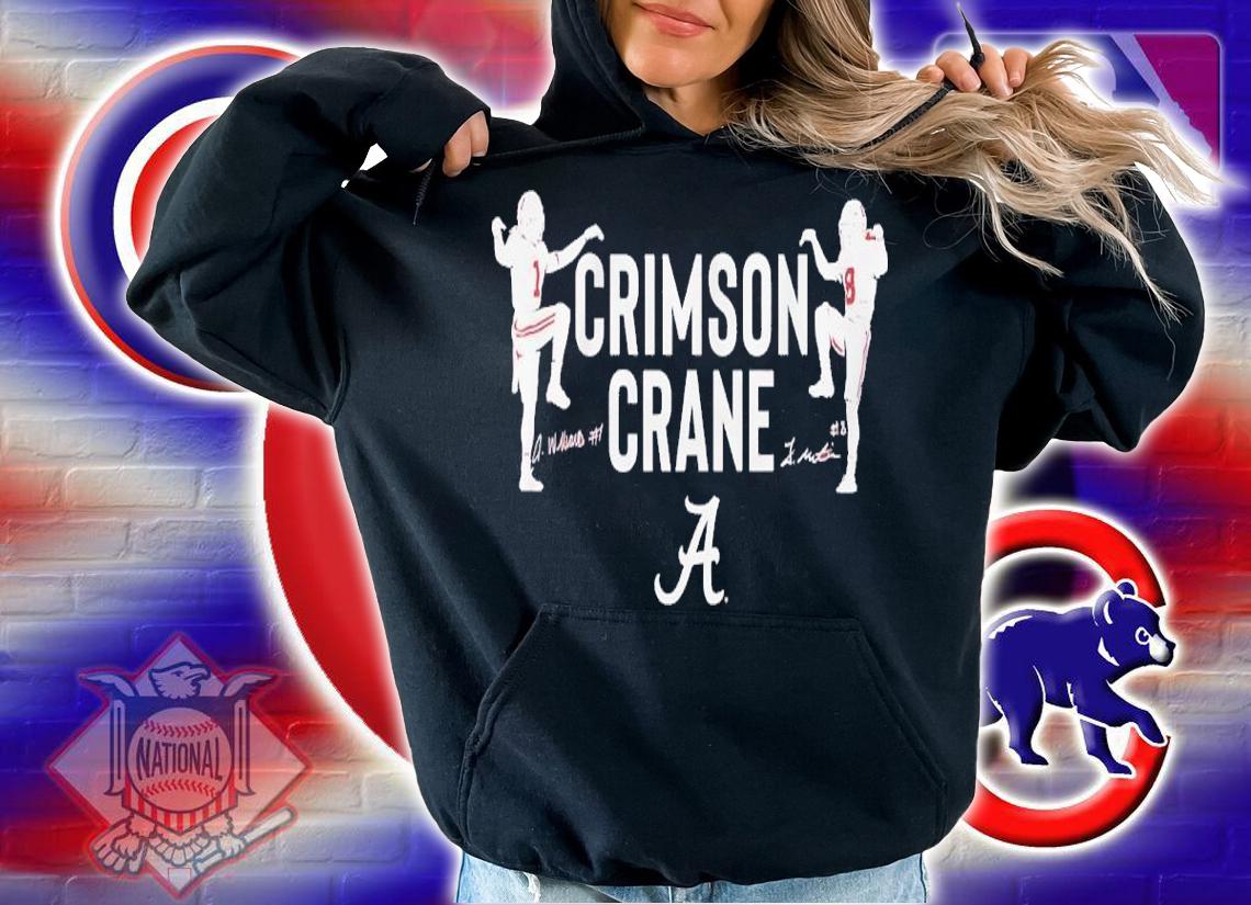 Alabama Jameson Williams And John Metchie III Crimson Crane signature t-shirt