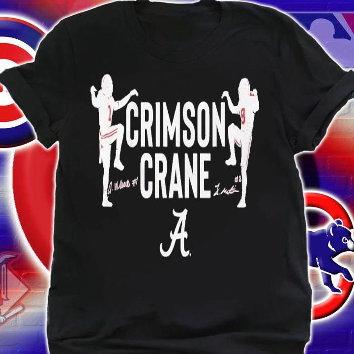 Alabama Jameson Williams And John Metchie III Crimson Crane signature t-shirt