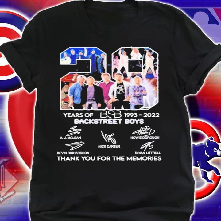 BSB Backstreet Boys 29 Years Of 1993-2022 SignaturesThank You For The Memories Shirt t-shirt