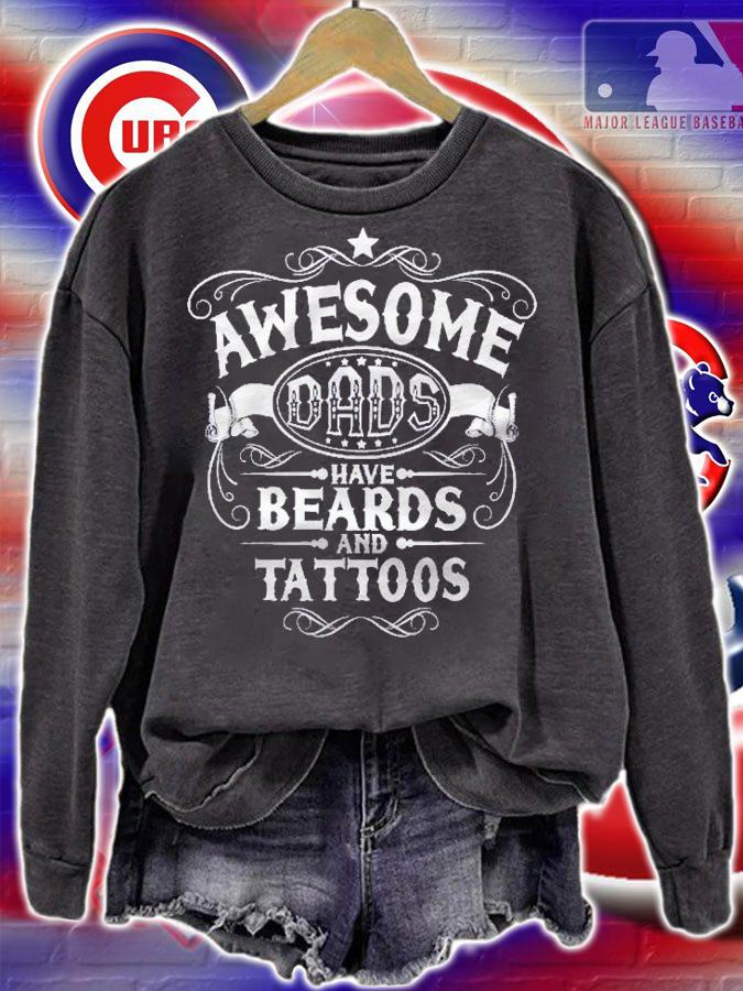 Mens Awesome Dads Have Tattoos And Beards Gift Shirt t-shirt
