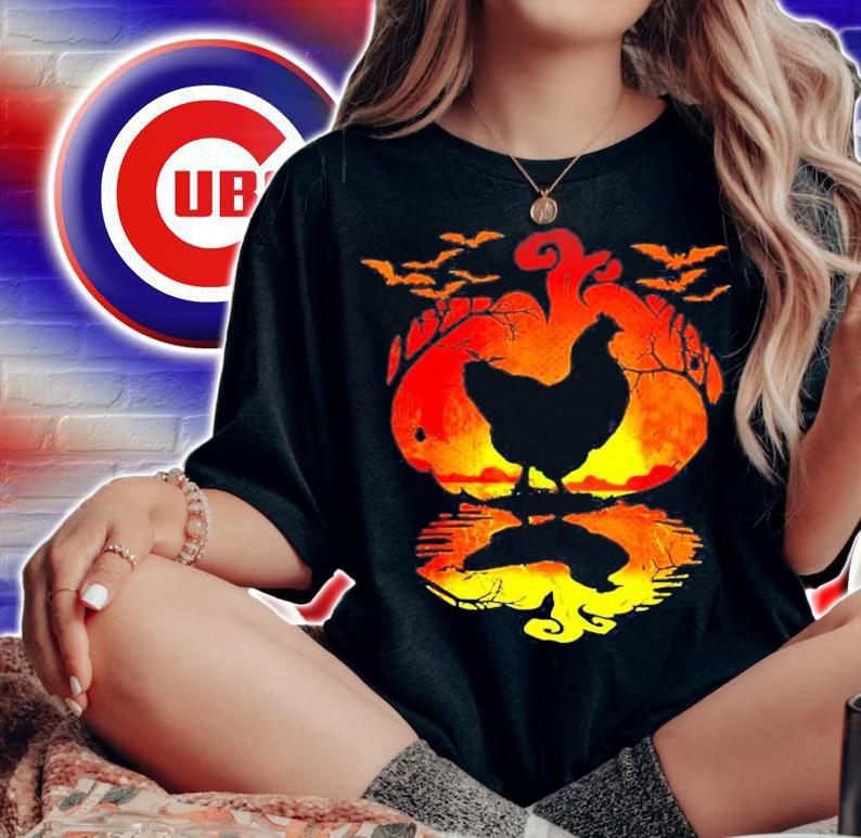 Halloween Chicken Red Moon Pumpkin Halloween Costume Shirt t-shirt woman shirt
