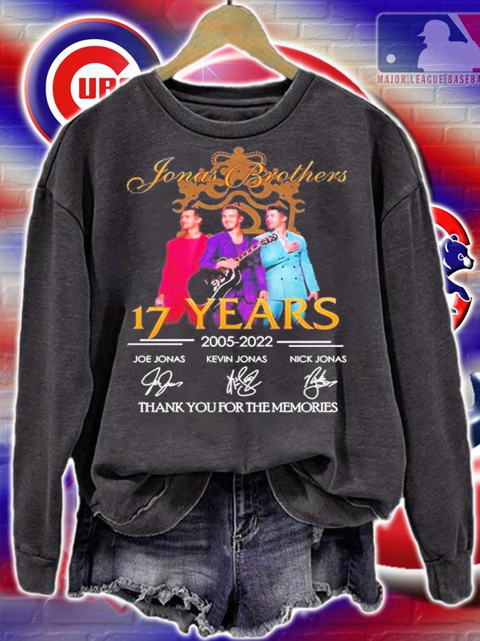 Official Jonas Brother 17 Years 2005-2022 Signatures Thank You For The Memories Shirt t-shirt sweatshirt