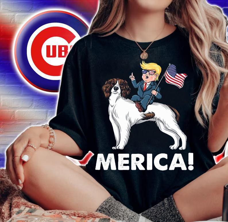 Trump Merica Riding A English Springer T-Shirt t-shirt woman shirt
