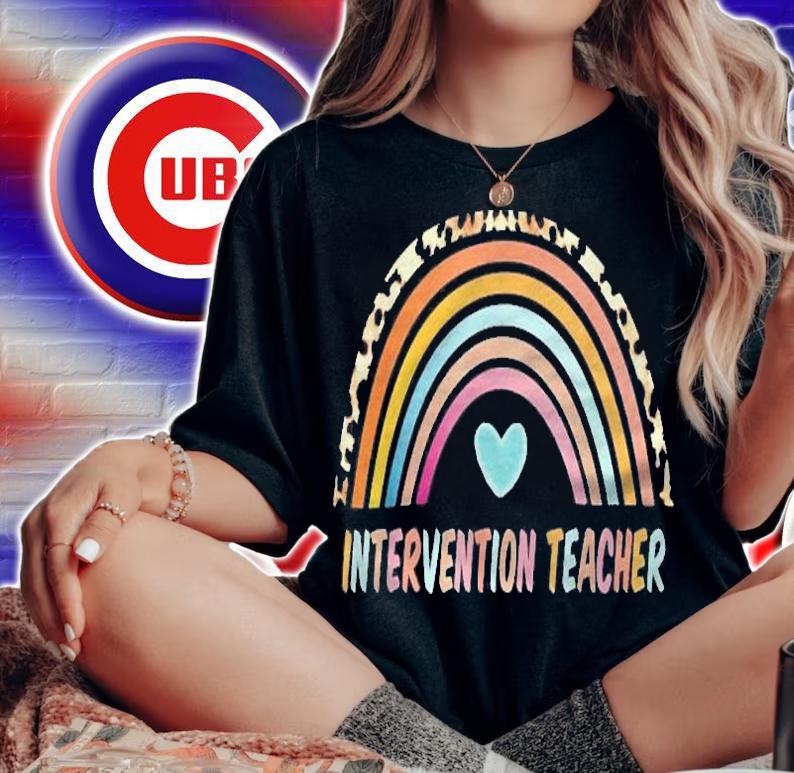 Intervention Teacher Gift Rainbow Leopard Shirt t-shirt woman shirt