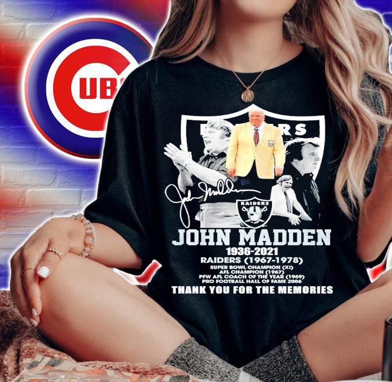 John Madden Las Vegas Raider 1936-2021 signature thank you for the memories shirt t-shirt woman shirt
