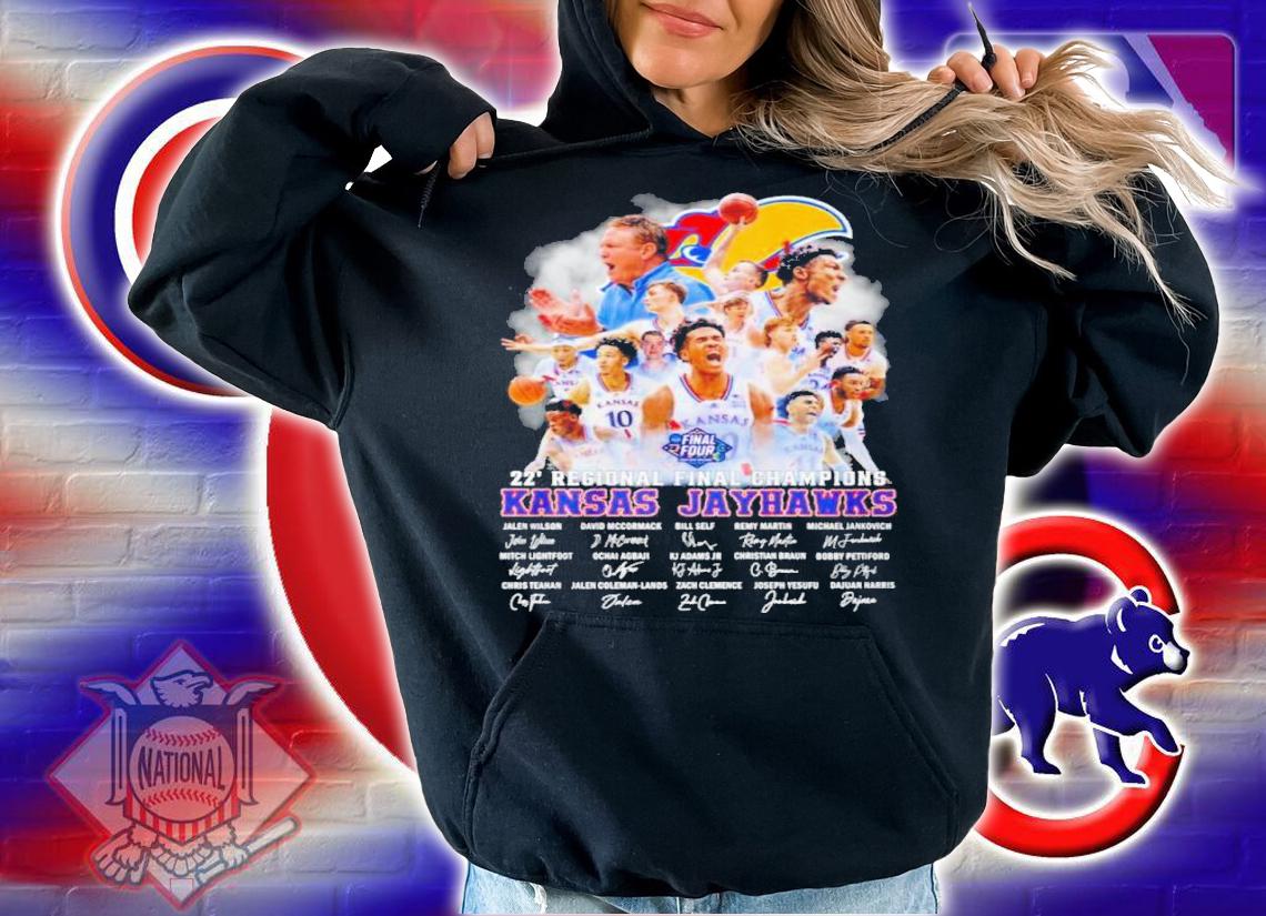 Kansas Jayhawks 22' Regional Final Champions Signatures Shirt t-shirt