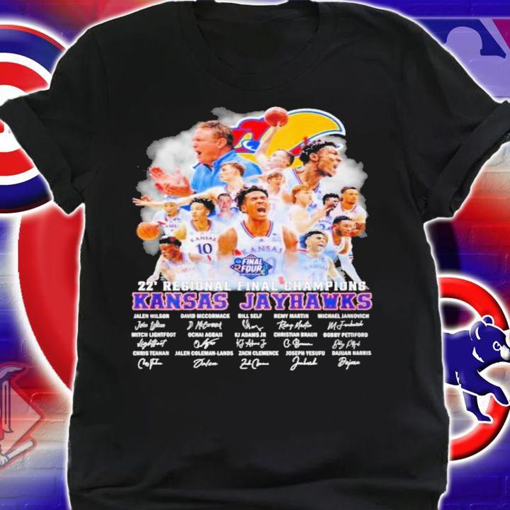 Kansas Jayhawks 22' Regional Final Champions Signatures Shirt t-shirt