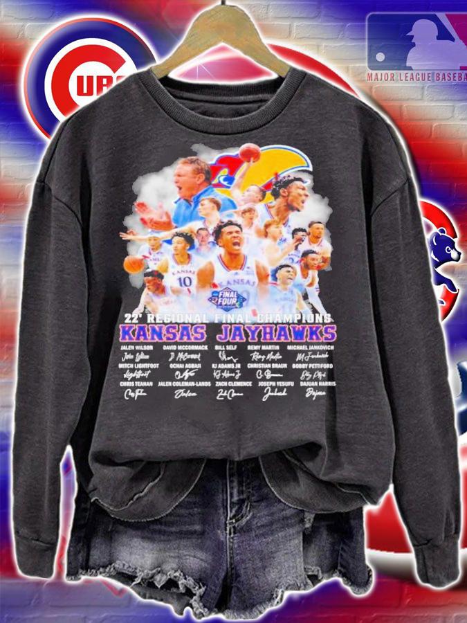 Kansas Jayhawks 22' Regional Final Champions Signatures Shirt t-shirt