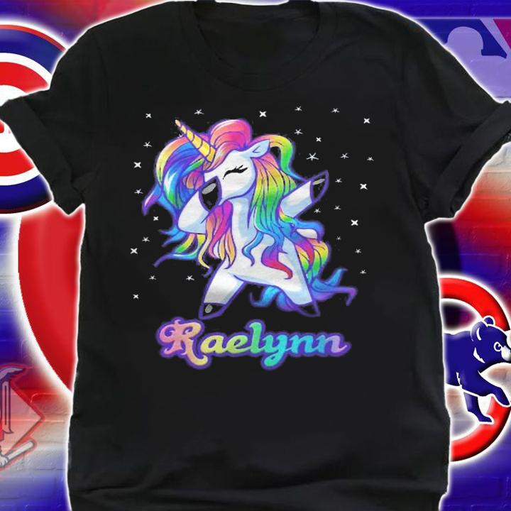 Raelynn Name Personalized Custom Rainbow Unicorn Dabbing Shirt t-shirt