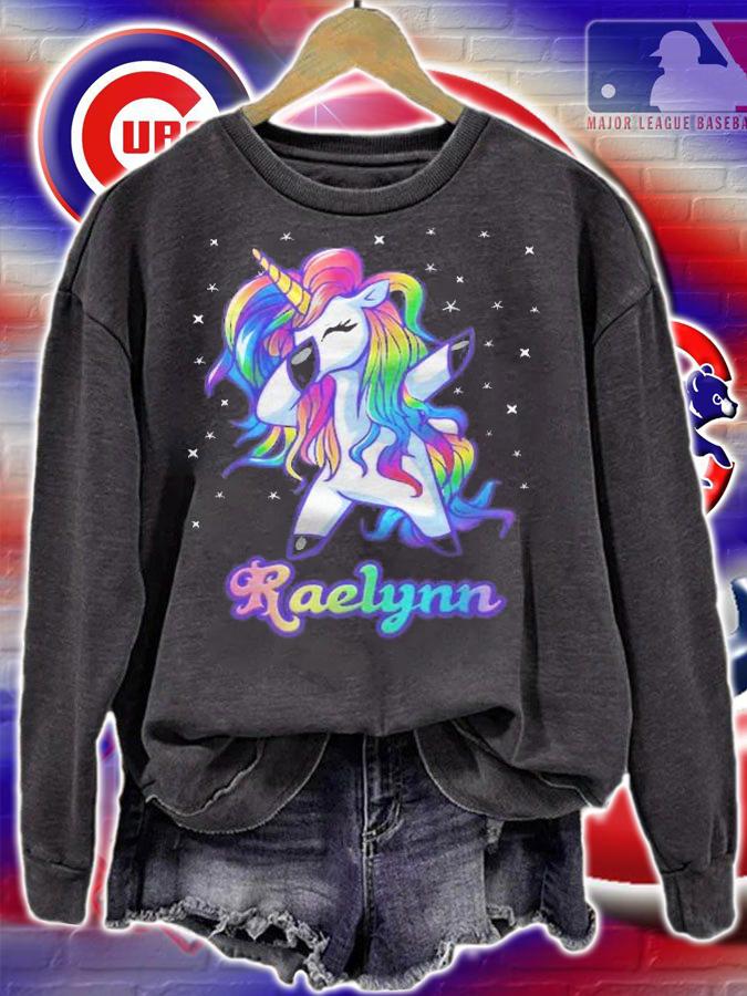 Raelynn Name Personalized Custom Rainbow Unicorn Dabbing Shirt t-shirt