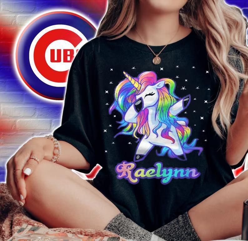 Raelynn Name Personalized Custom Rainbow Unicorn Dabbing Shirt t-shirt