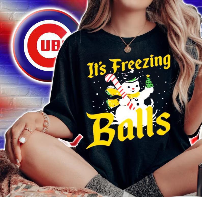 Snowman It's Freezing Balls Christmas Shirt t-shirt woman shirt