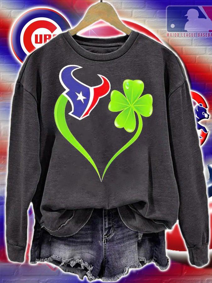 Houston Texans Shamrock Heart St Patrick's Day T-Shirt