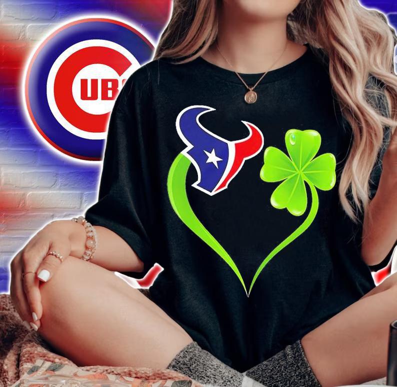 Houston Texans Shamrock Heart St Patrick's Day T-Shirt
