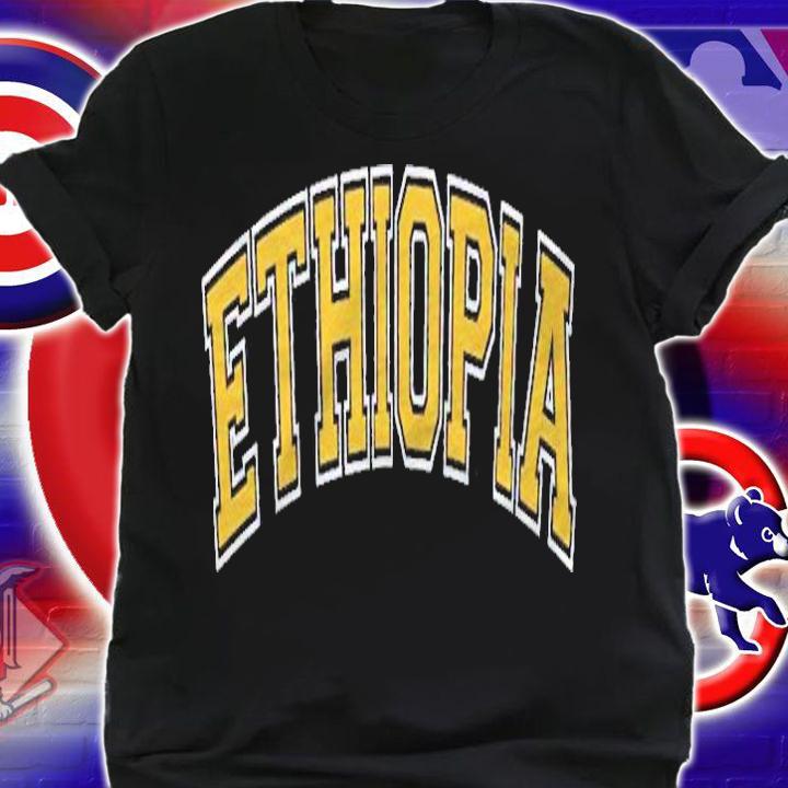 Ethiopia Varsity Style Amber Text Shirt