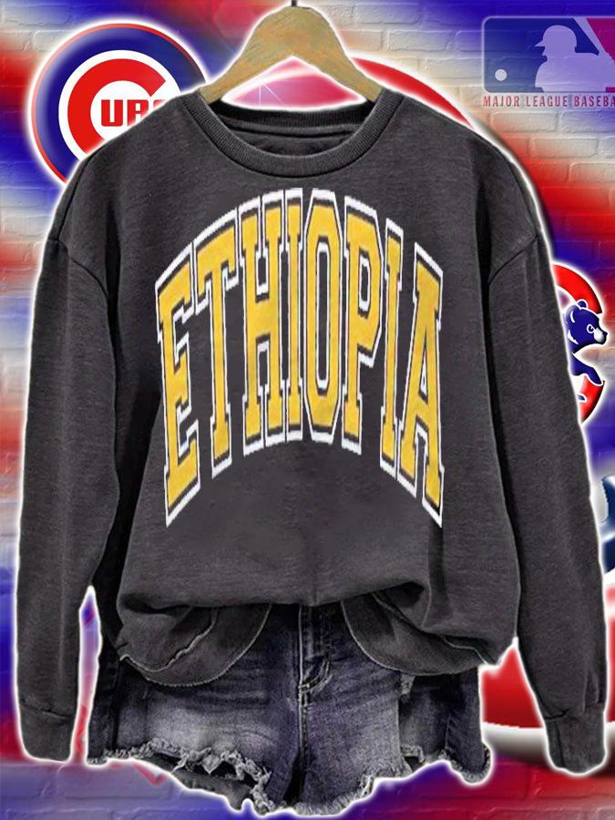 Ethiopia Varsity Style Amber Text Shirt
