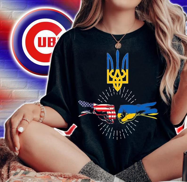 Solidarity With Free Ukraine Shirt, Ukrainian American Flag T-Shirt woman shirt