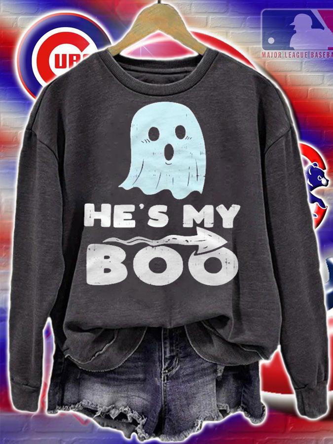 Womens Hes My Boo Cute Matching Couple Halloween Costume Girlfriend Shirt sweatshirt