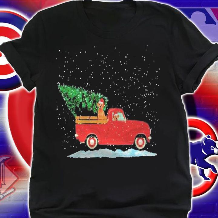 Labrador Retriever Vintage Red Pickup Truck Christmas Tree Shirt shirt