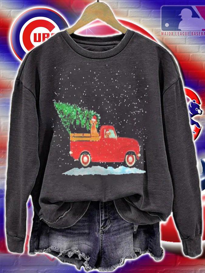 Labrador Retriever Vintage Red Pickup Truck Christmas Tree Shirt sweatshirt