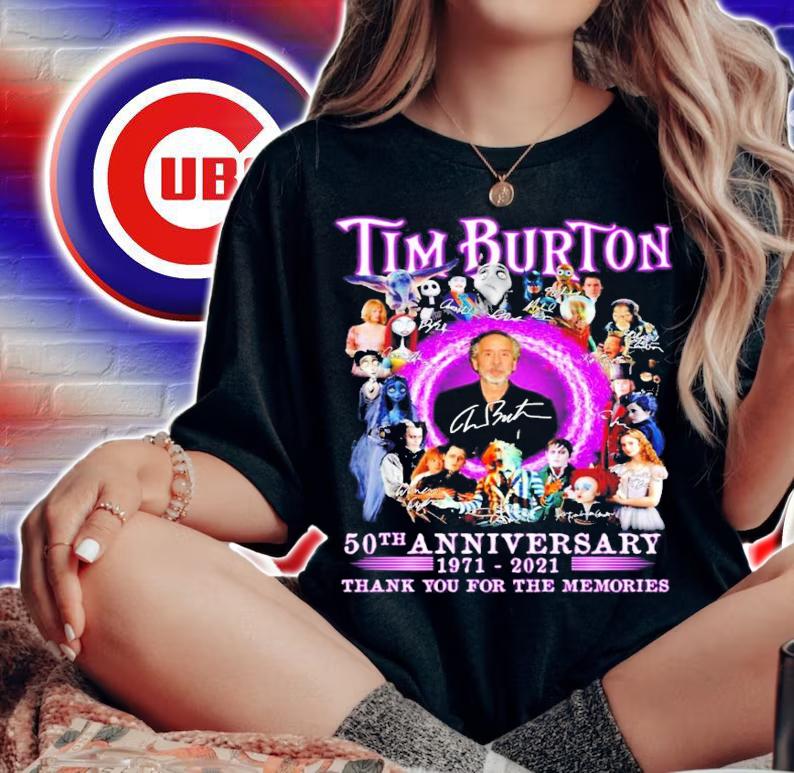 Tim Burton 50th anniversary 1971 2021 thank you for the memories t-shirt