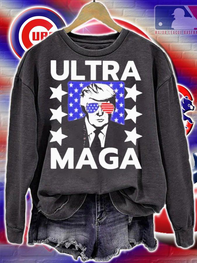Ultra Maga Donald Trump Glasses USA Flag Shirt sweatshirt