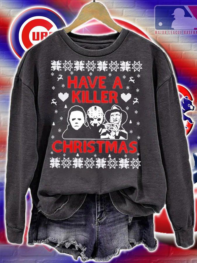 Horror Movie Characters Have A Killer Christmas Ugly Sweater t-shirt sweatshirt