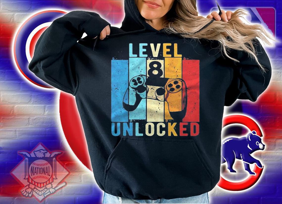 Kids Level 8 Unlocked Video Gamer 8 Year Old 8Th Birthday Gift shirt hoodie