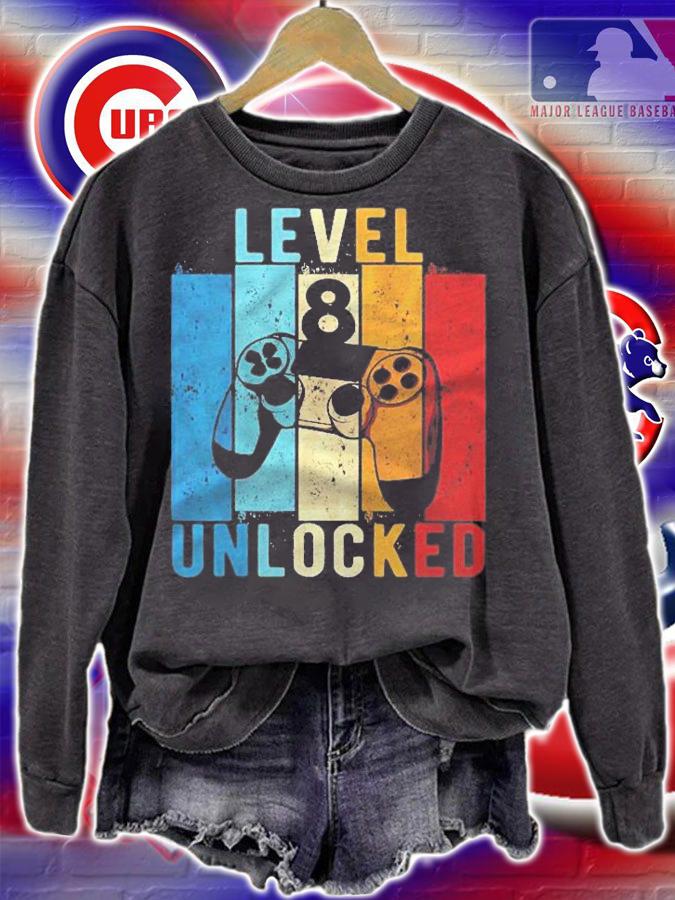 Kids Level 8 Unlocked Video Gamer 8 Year Old 8Th Birthday Gift shirt sweatshirt
