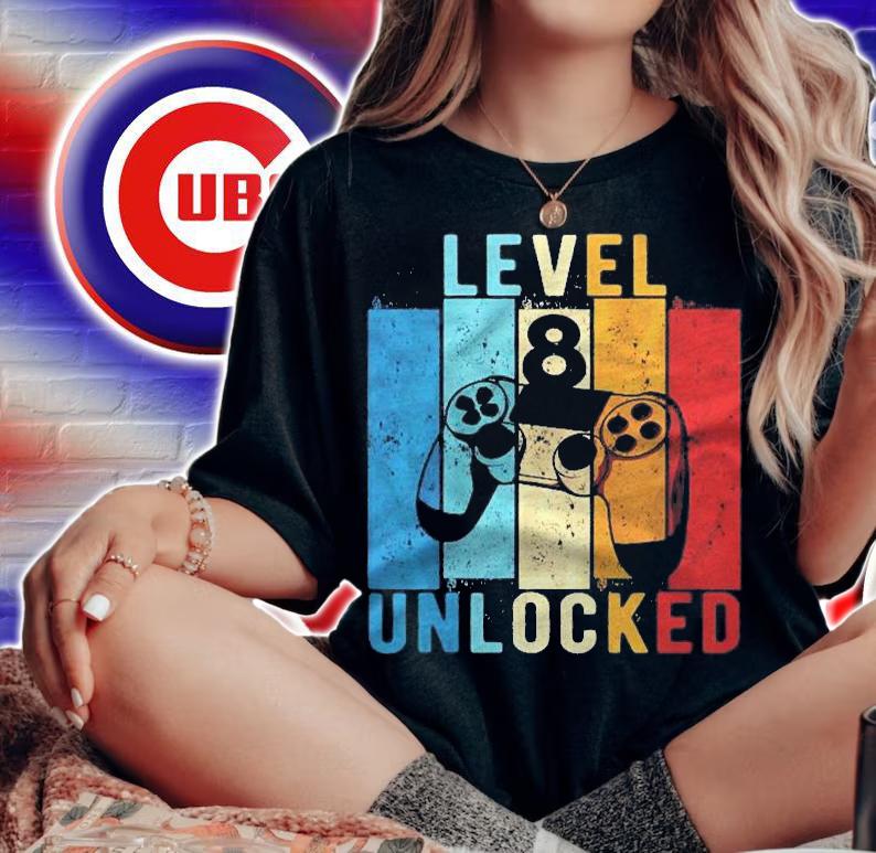 Kids Level 8 Unlocked Video Gamer 8 Year Old 8Th Birthday Gift shirt woman shirt