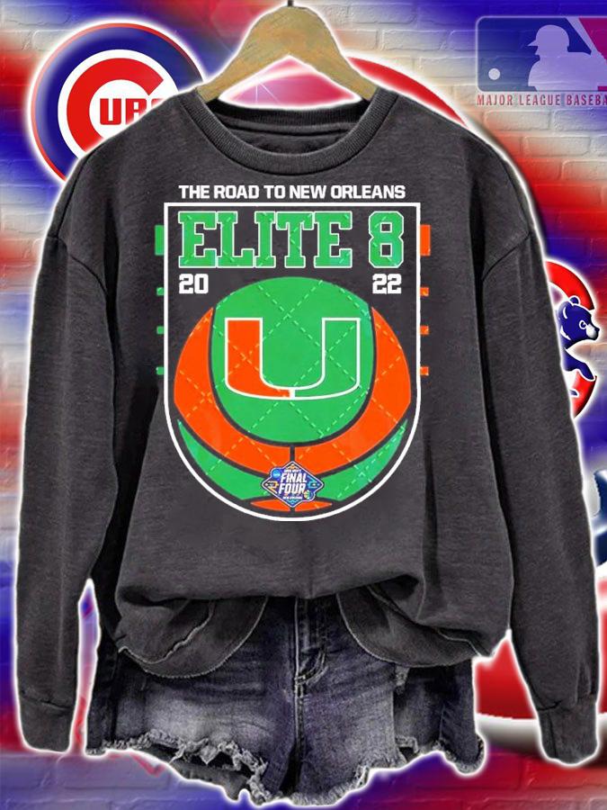 Miami Hurricanes NCAA Men's Basketball Elite Eight The Road To New Orleans 2022 Shirt sweatshirt
