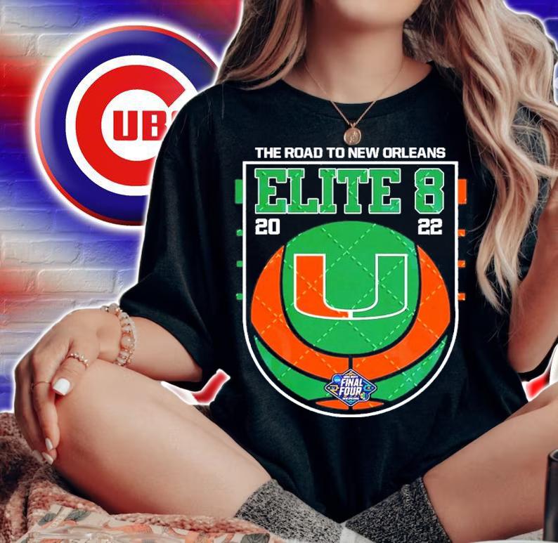 Miami Hurricanes NCAA Men's Basketball Elite Eight The Road To New Orleans 2022 Shirt woman shirt