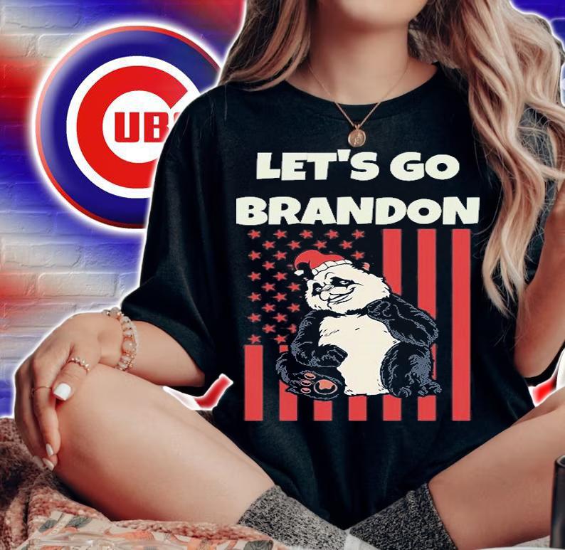 Let's Go Brandon Funny Christmas Anti Biden Bear USA Flag T-Shirt