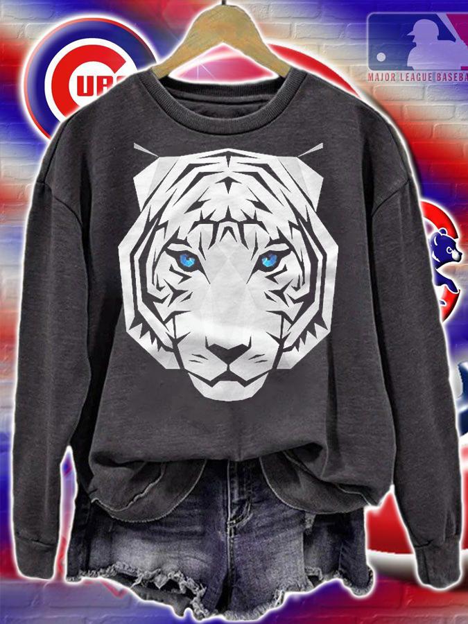 Polygons White Tiger Style Graphic Design Shirt sweatshirt