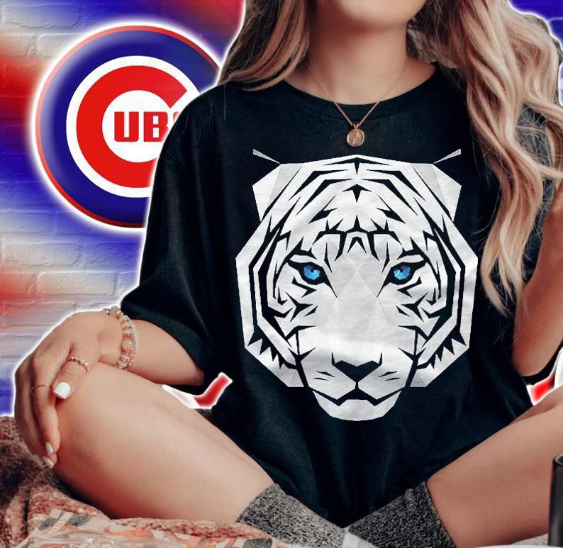 Polygons White Tiger Style Graphic Design Shirt woman shirt