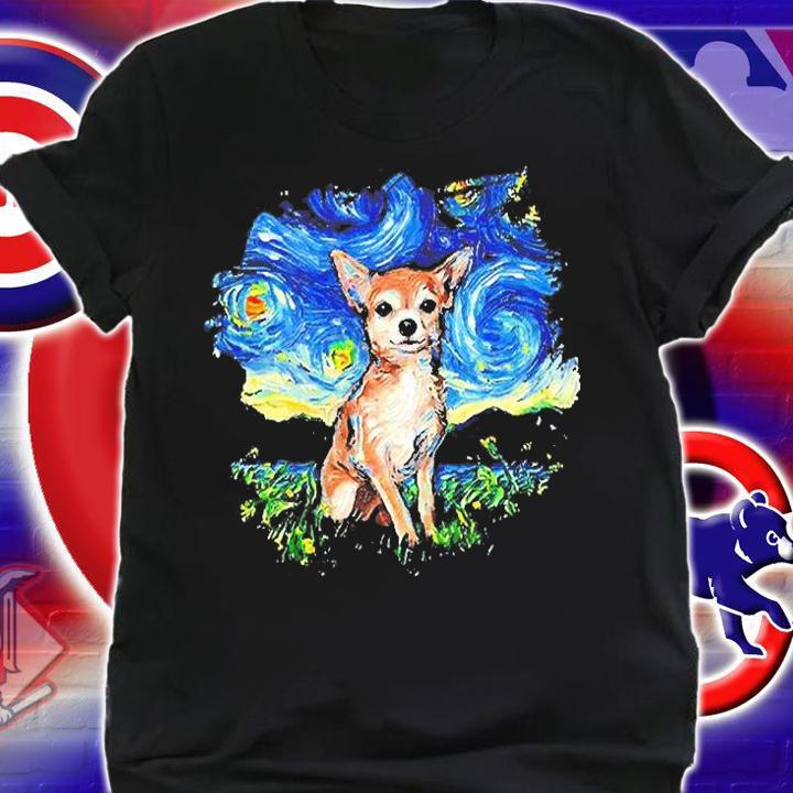 Chihuahua Starry Night With Border T-Shirt