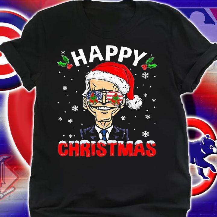 Happy Christmas Funny Joe Biden Santa Hat Xmas Snowflake T-Shirt shirt