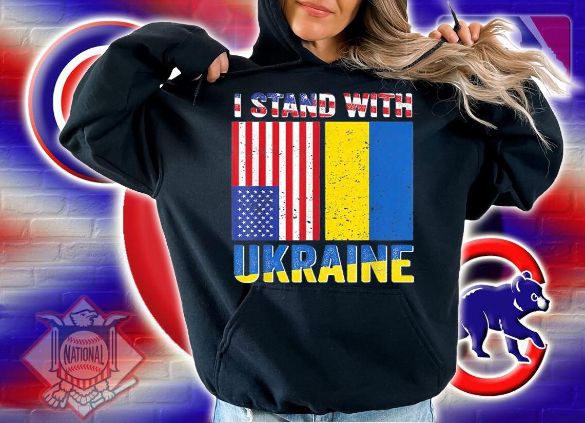 I Stand With Ukraine Support Ukrainian American USA Flag T-Shirt hoodie