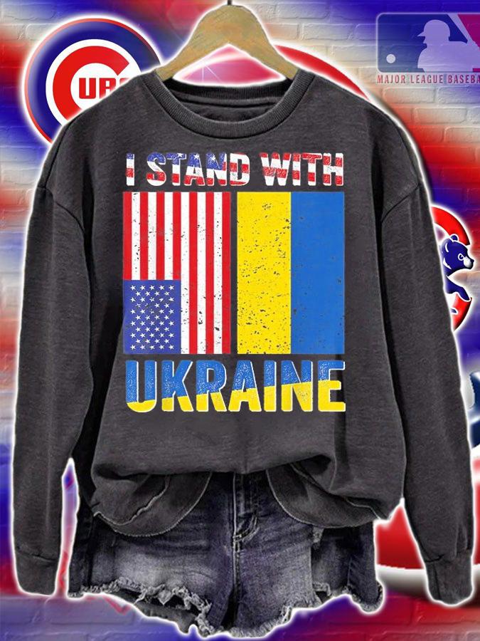 I Stand With Ukraine Support Ukrainian American USA Flag T-Shirt sweatshirt