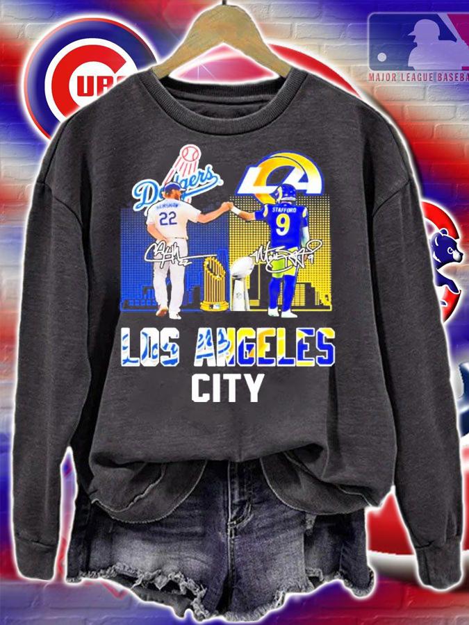 LOS ANGELES City Los Angeles Dodgers Clayton Kershaw Vs Matthew Stafford Signatures Shirt sweatshirt