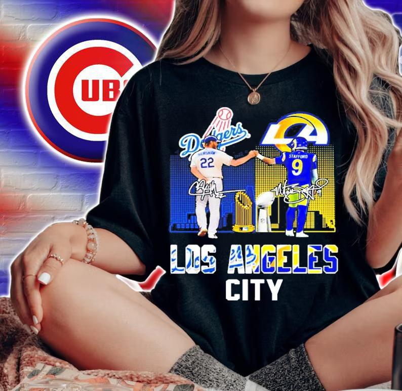 LOS ANGELES City Los Angeles Dodgers Clayton Kershaw Vs Matthew Stafford Signatures Shirt woman shirt