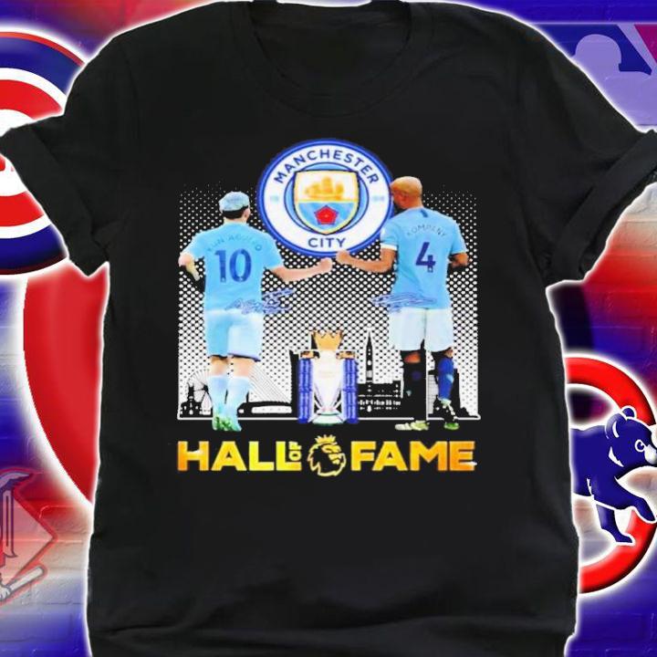 Manchester City Kun Aguero And Vincent Kompany Hall Of Fame Signatures Shirt shirt
